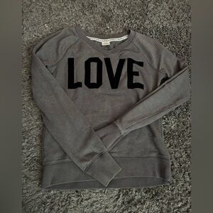 Women’s Victoria Secret PINK Grey Leopard Print Love Sweatshirt